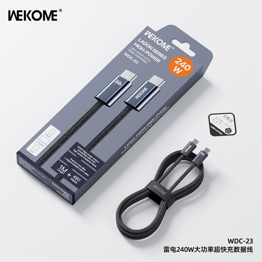 WEKOME 240W Type-C Şarj ve Veri Kablosu