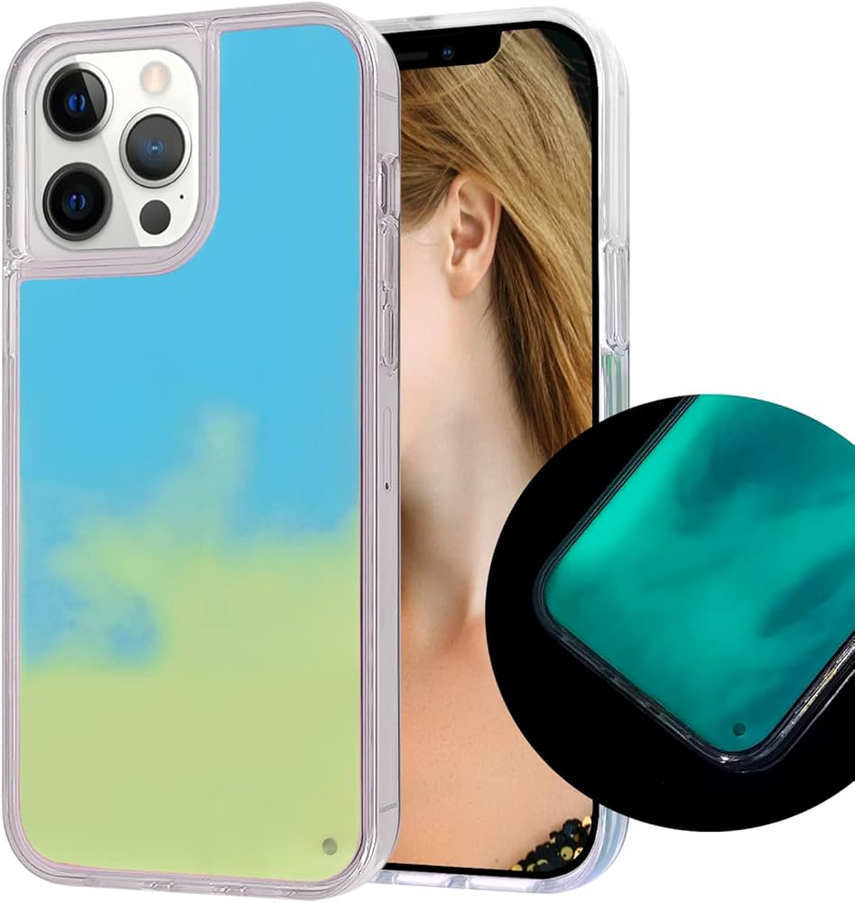Parlayan iPhone Kılıf – Floresan Quicksand Sıvı Parlak Kum Kılıf