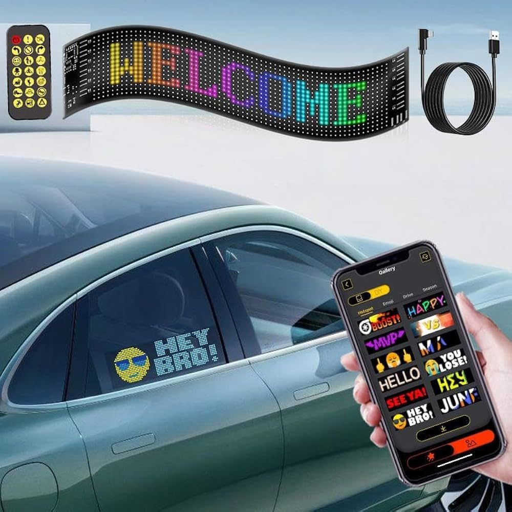 Araç Car Led Ekran Esnek, Kişiselleştirilebilir