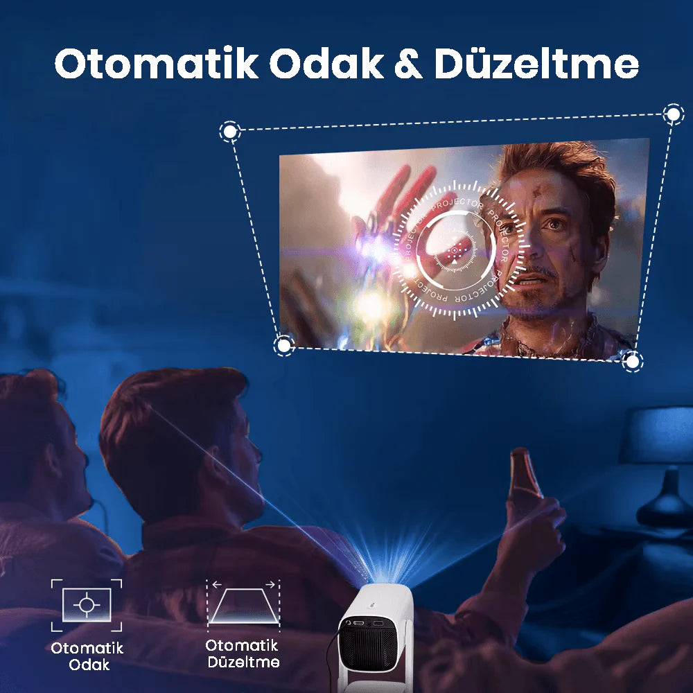 Powerbankli Taşınabilir Android 4K Projeksiyon Cihazı