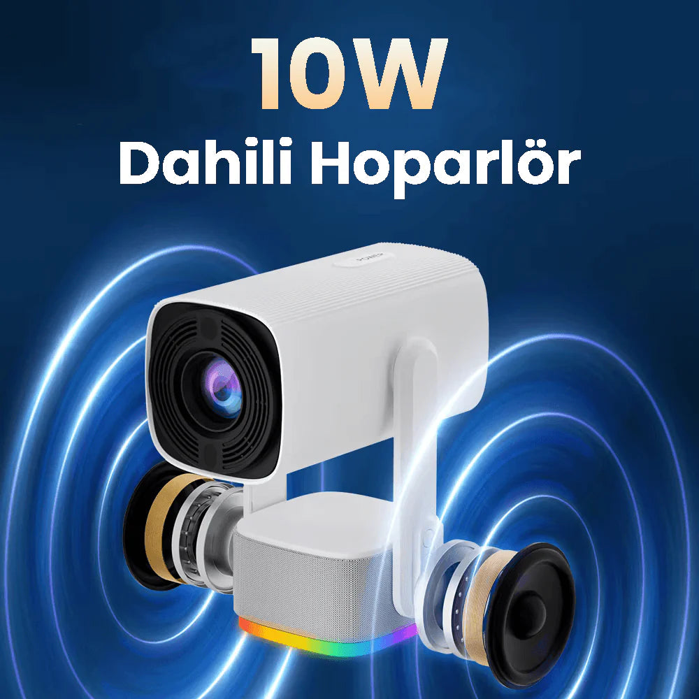 Powerbankli Taşınabilir Android 4K Projeksiyon Cihazı