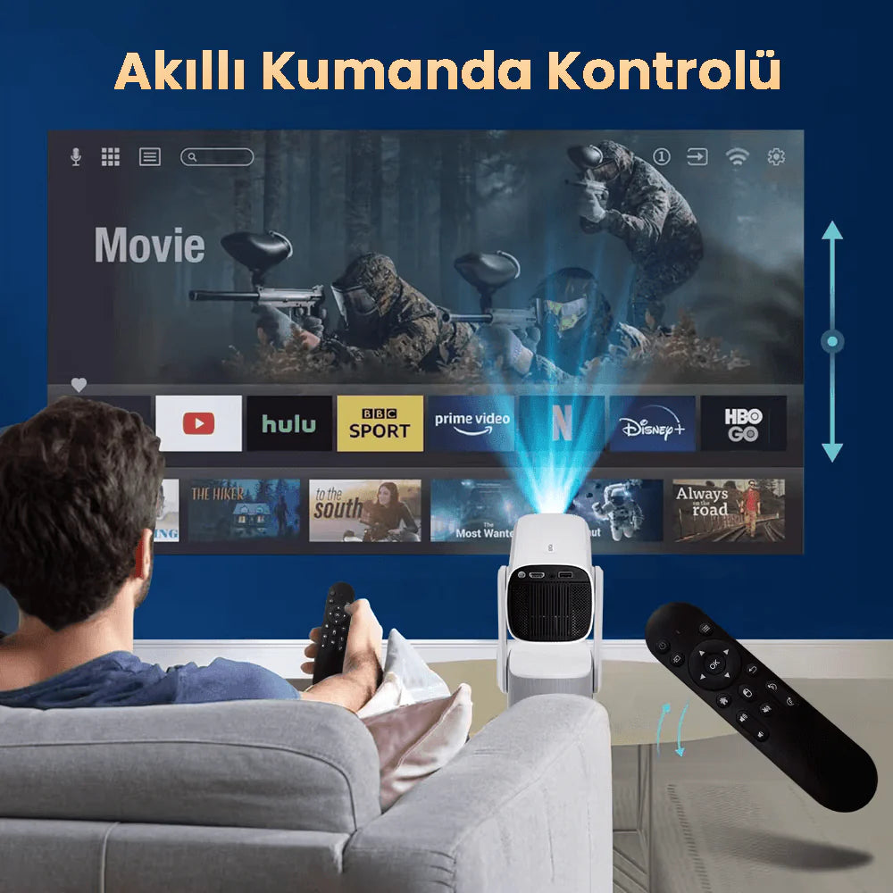Powerbankli Taşınabilir Android 4K Projeksiyon Cihazı