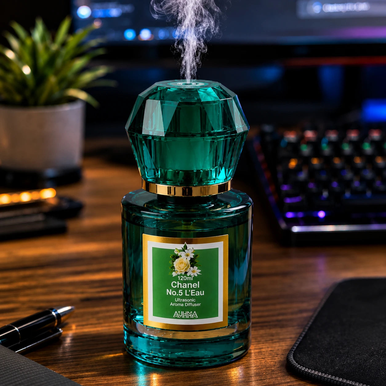 Kristal Ultrasonik Aroma Difüzörü Araba Ofis Ev Parfüm