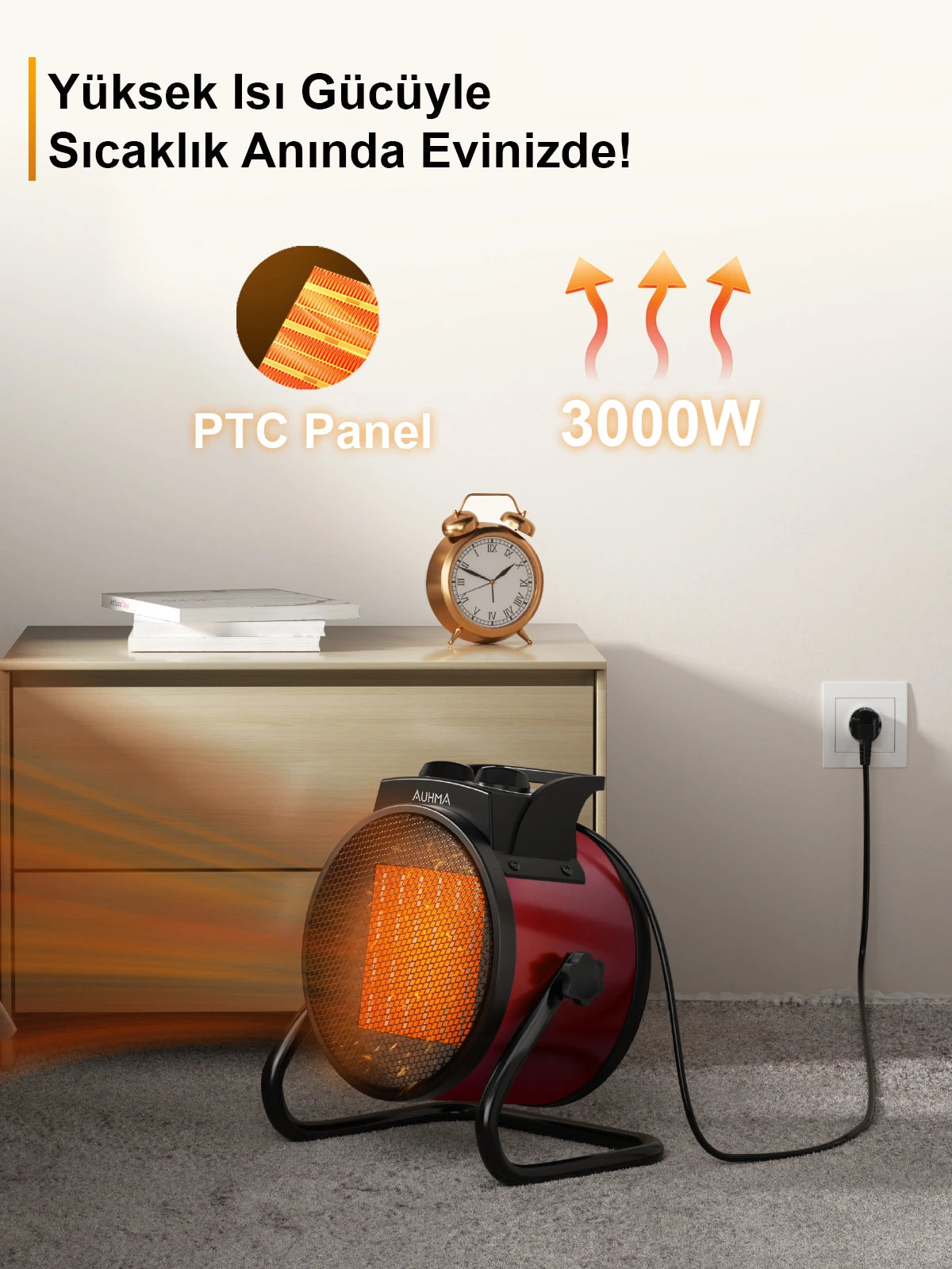 Auhma AT1H 3000W PTC Elektrikli Isıtıcı