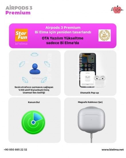 Air 3 Premium Kablosuz Kulaklık (Ios ve Android)