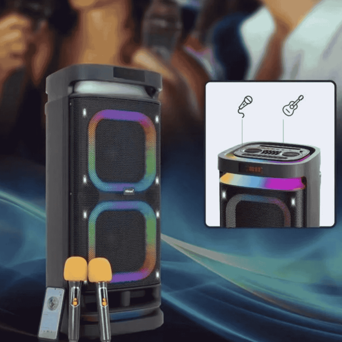 Powerbanklı Mikrofonlu Kumandalı RGB Ledli Taşınabilir Bluetooth Hoparlör