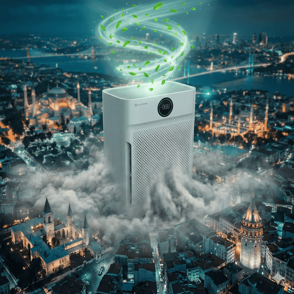 Akıllı Hava Temizleme Cihazı HEPA Karbon Filtre Duman - Hayvan - Polen - Toz - Bi Elma