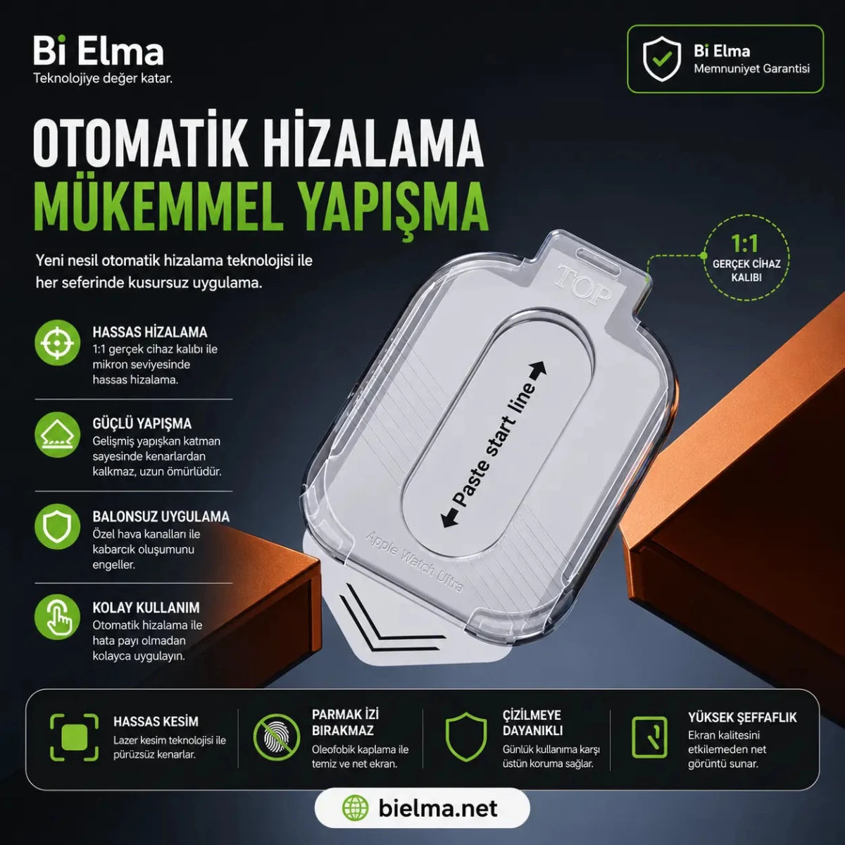 Watch Ultra 49mm Uyumlu Aparatlı Cam Ekran Koruyucu - Bi Elma