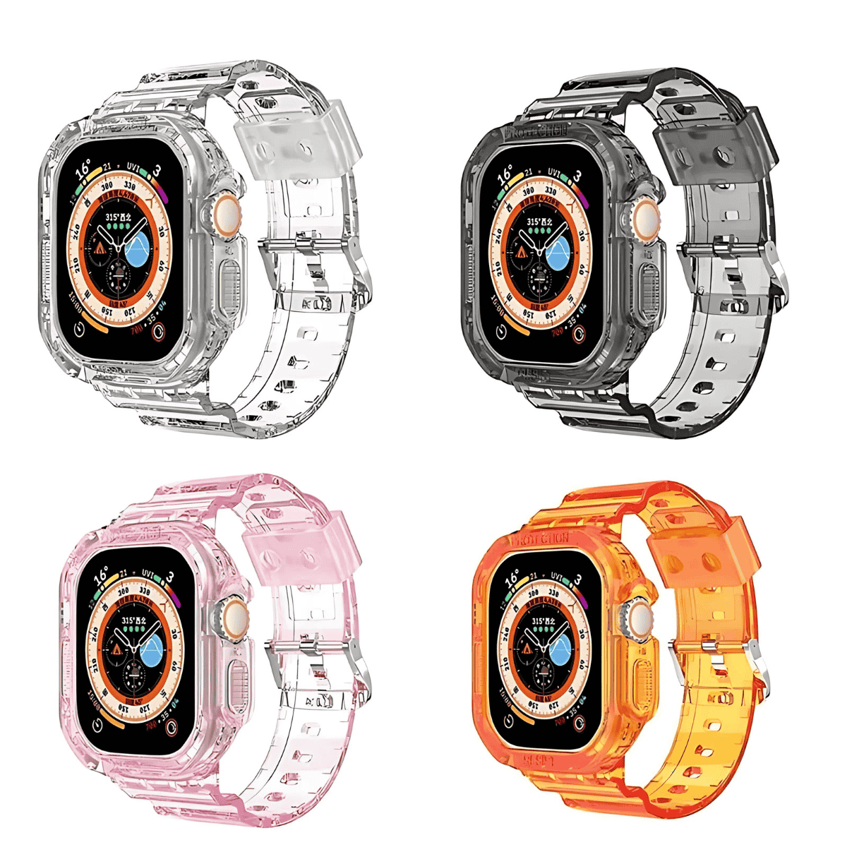 Kasa Korumalı Şeffaf Silikon Akıllı Saat Kordonu - Bi Elma