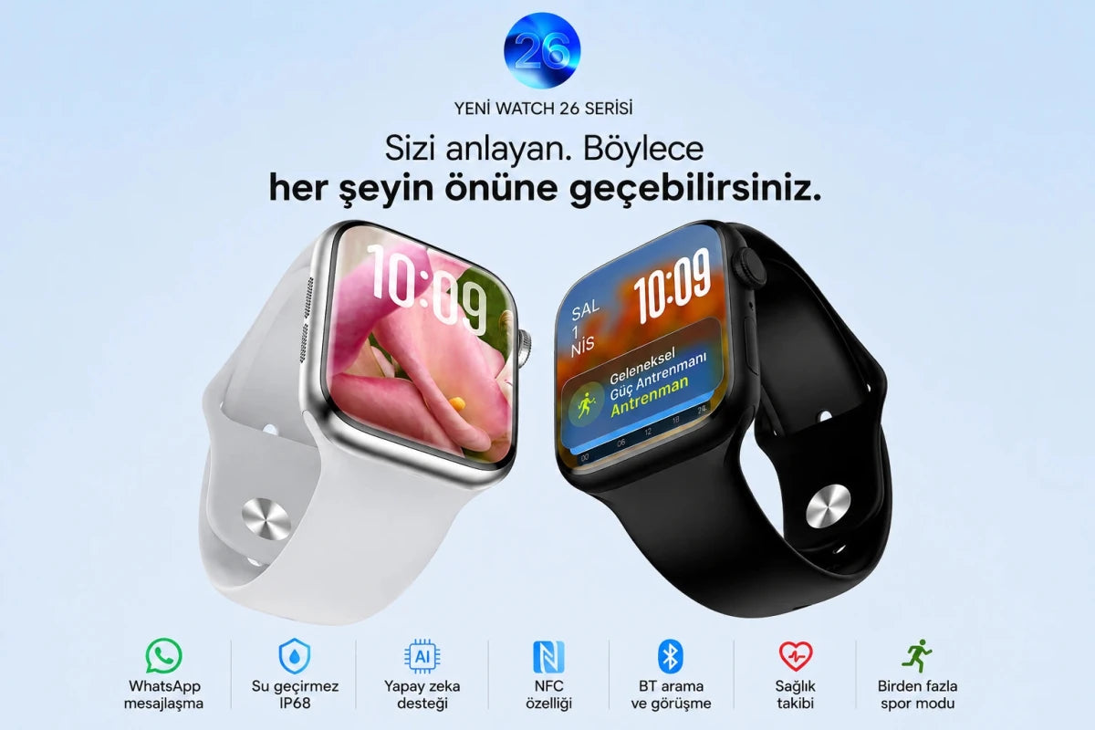 Watch 26 Mini Akıllı Saat - AMOLED, IP68 Suya Dayanıklı - Bi Elma