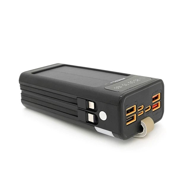 Güneş Enerjili 30.000 mAh Outdoor Powerbank – Solar Panel, 6 Çıkış, LED Fener, 22.5W (Kamp & Doğa) - Bi Elma