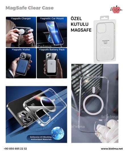 iPhone Uyumlu Magsafe Kristal Slim Kılıf - Bi Elma