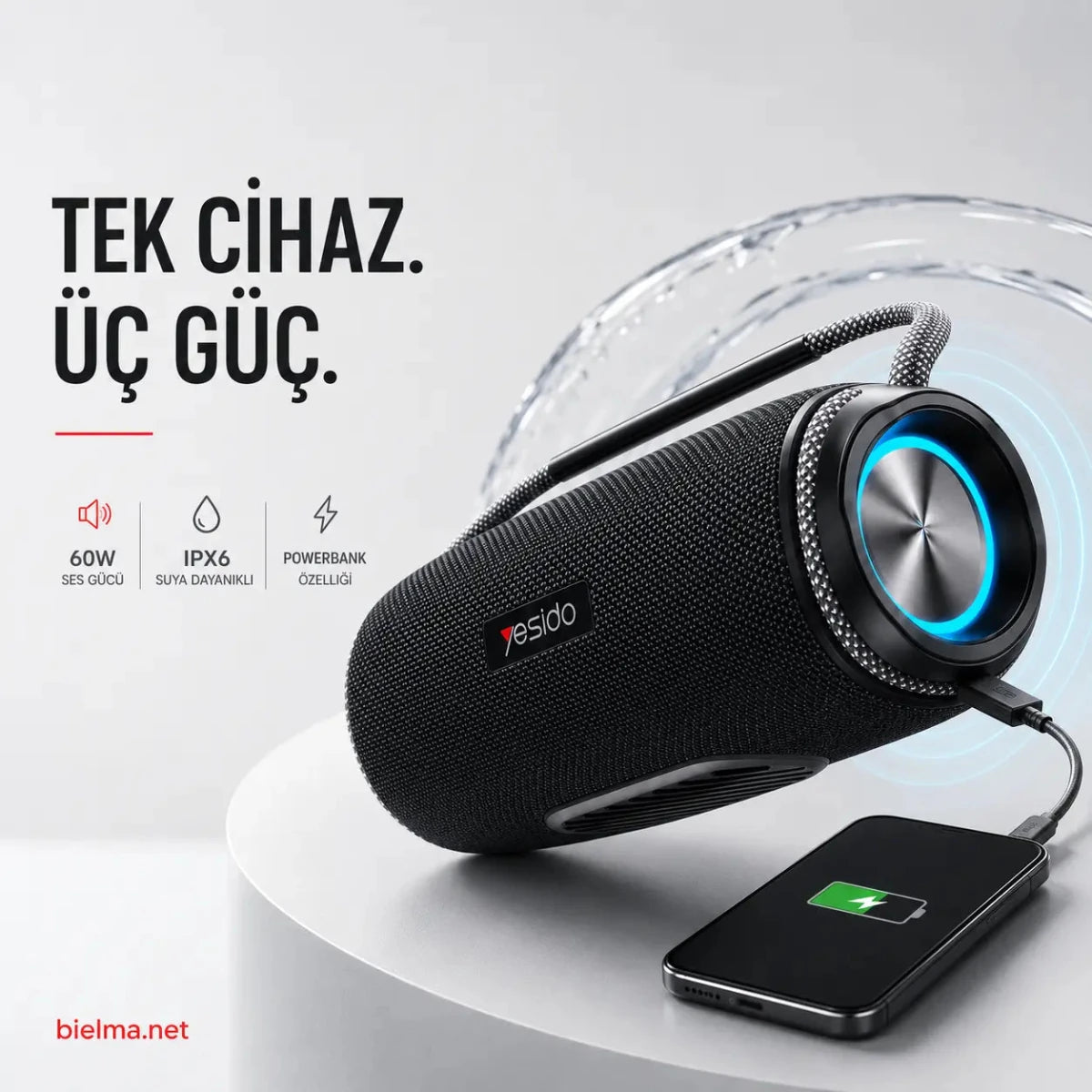 Yesido YSW11 Yeni Seri 60W Kablosuz Bluetooth Hoparlör - Bi Elma