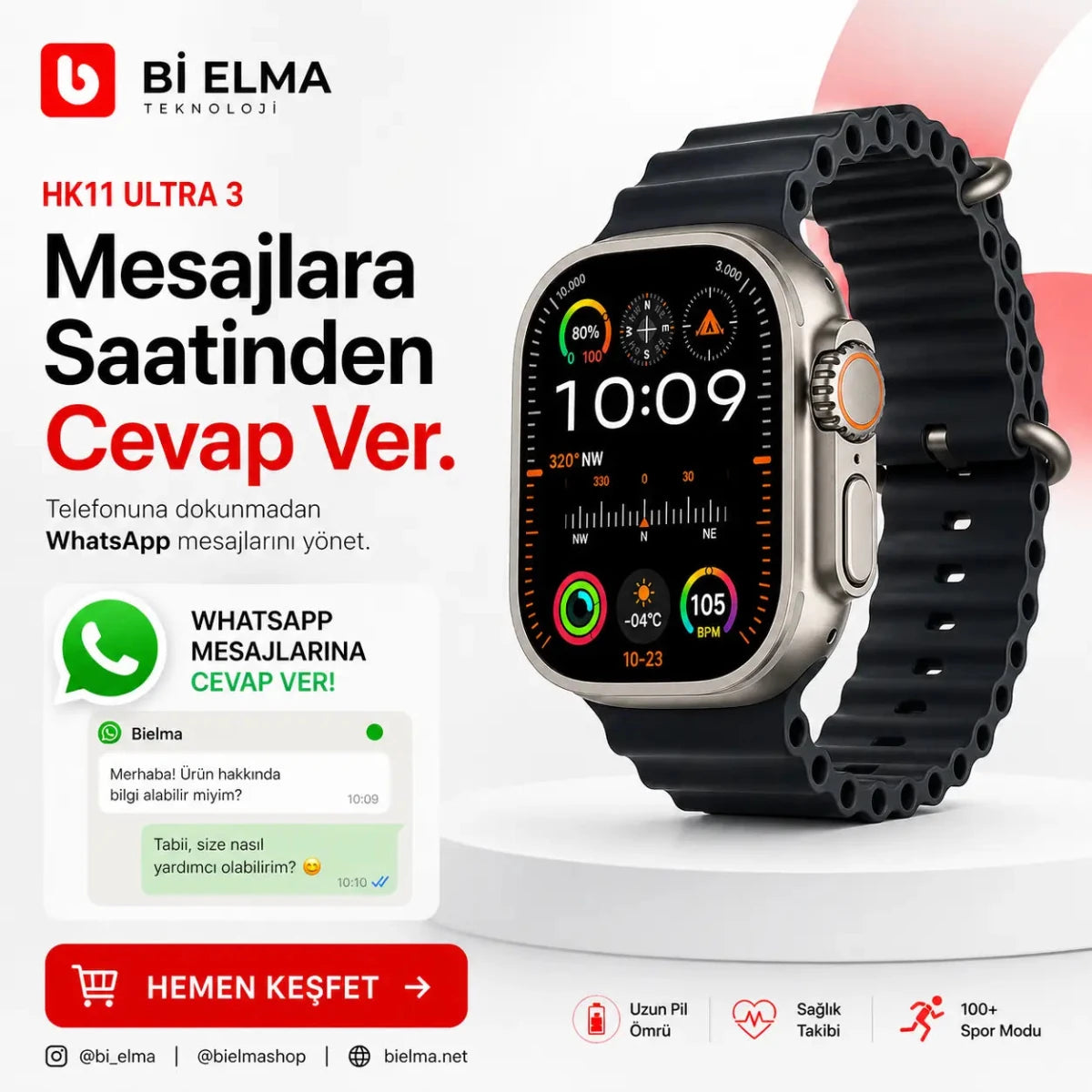 Hk11 Ultra 3 Amoled Akıllı Saat - Bi Elma