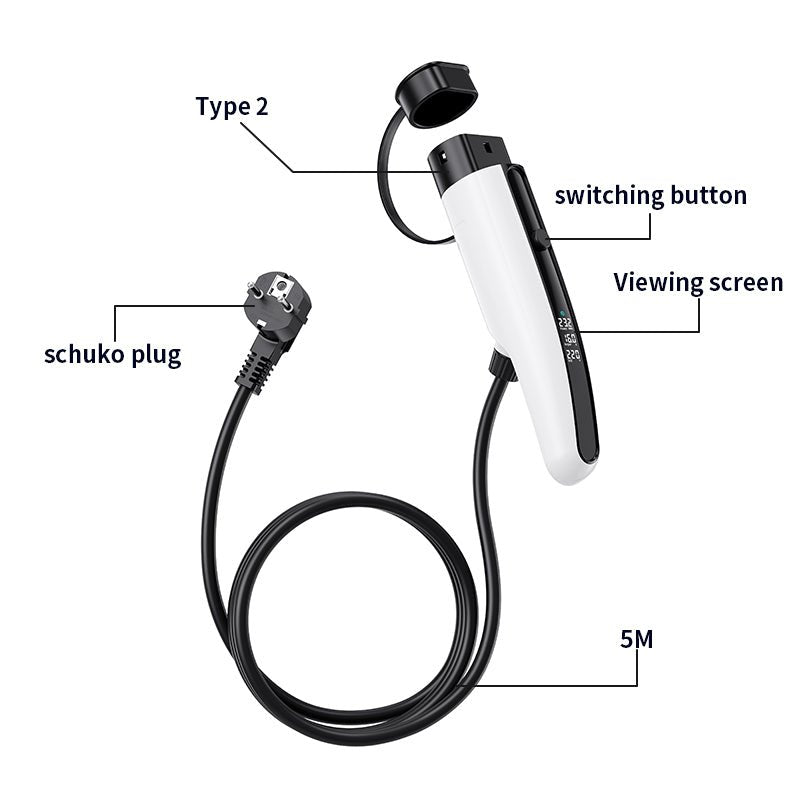 3.5KW Taşınabilir Led Elektrikli Araç Şarj Cihazı - Bi Elma