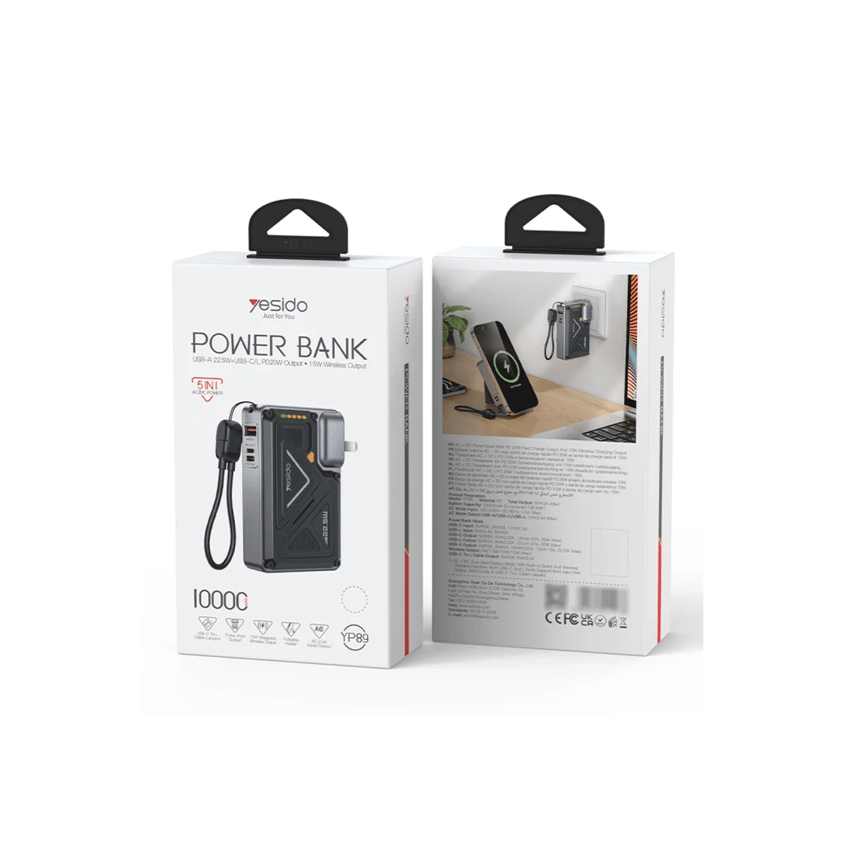 10.000 mAh MagSafe Powerbank – Katlanır Fişli, 22.5W PD, 15W Kablosuz Şarj, Standlı (5'i 1 Arada) - Bi Elma