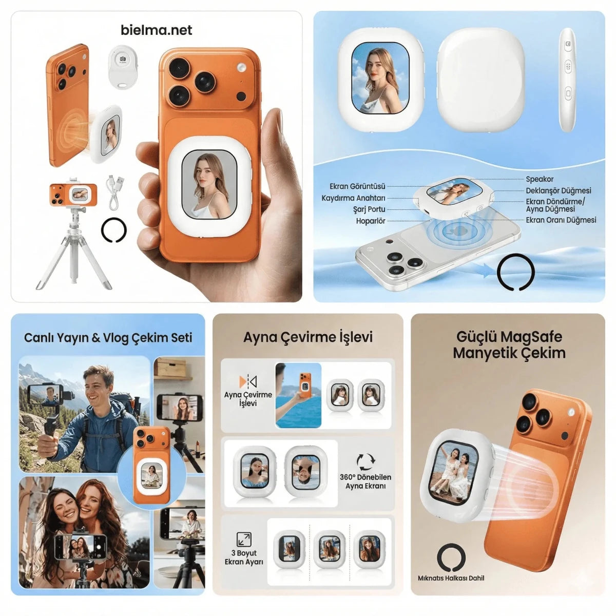 Kablosuz Vlog Selfie Ekranı - Görüntü Aktarıcı - Bi Elma