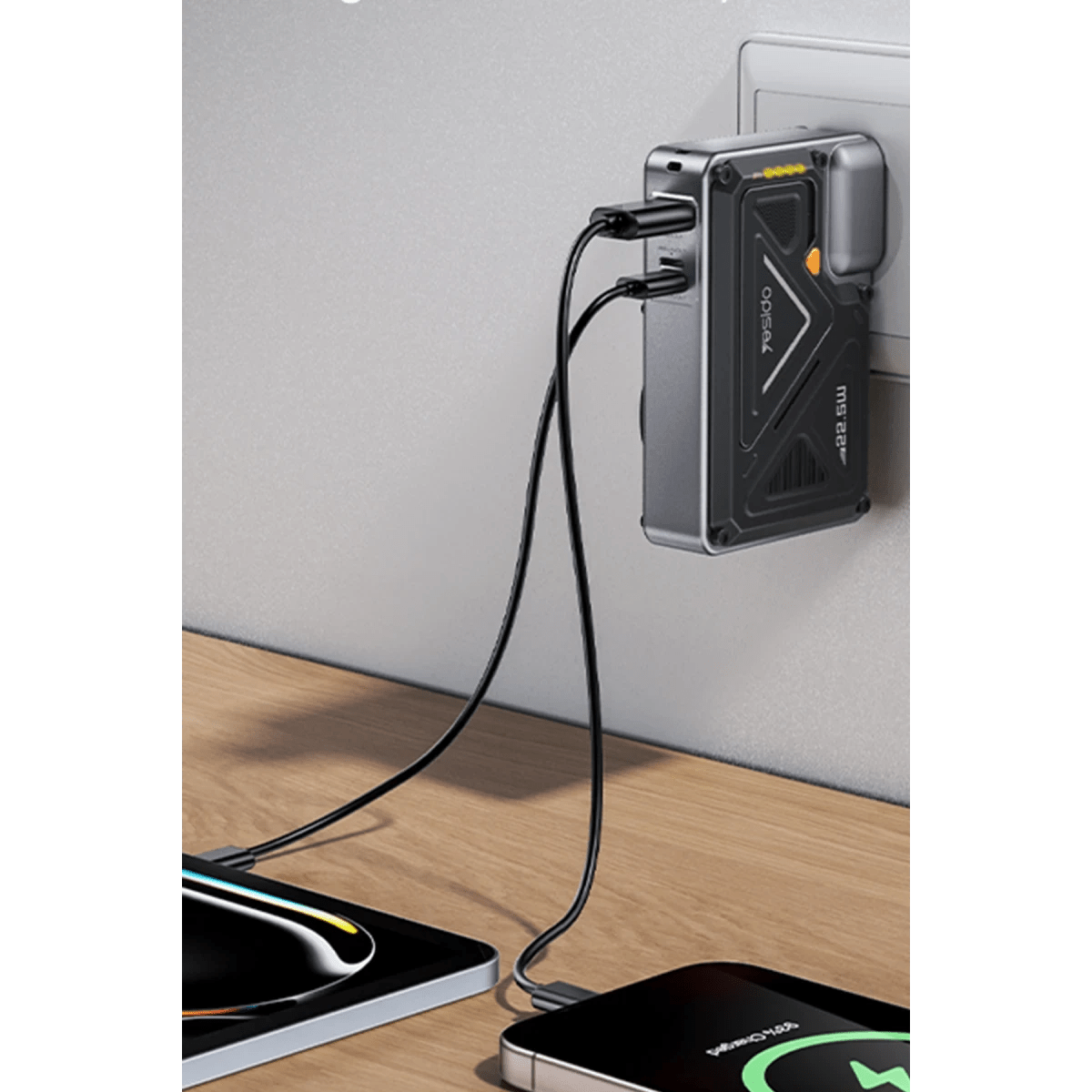 10.000 mAh MagSafe Powerbank – Katlanır Fişli, 22.5W PD, 15W Kablosuz Şarj, Standlı (5'i 1 Arada) - Bi Elma