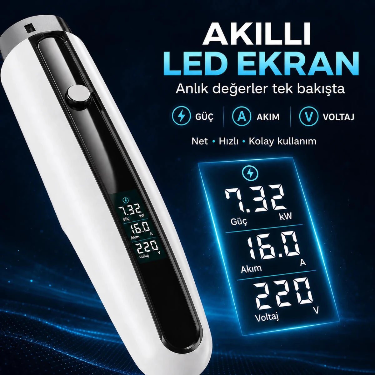 3.5kW Taşınabilir Led Elektrikli Araç Şarj Cihazı - Bi Elma
