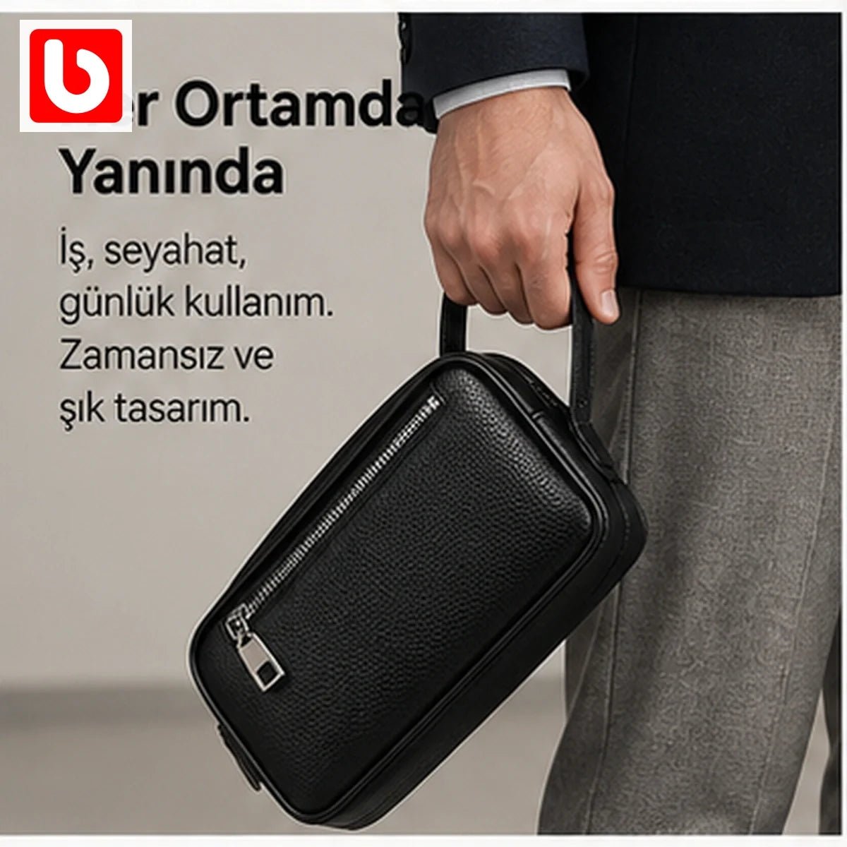 Akıllı Parmak İzi Kilitli Deri El Çantası - Bi Elma