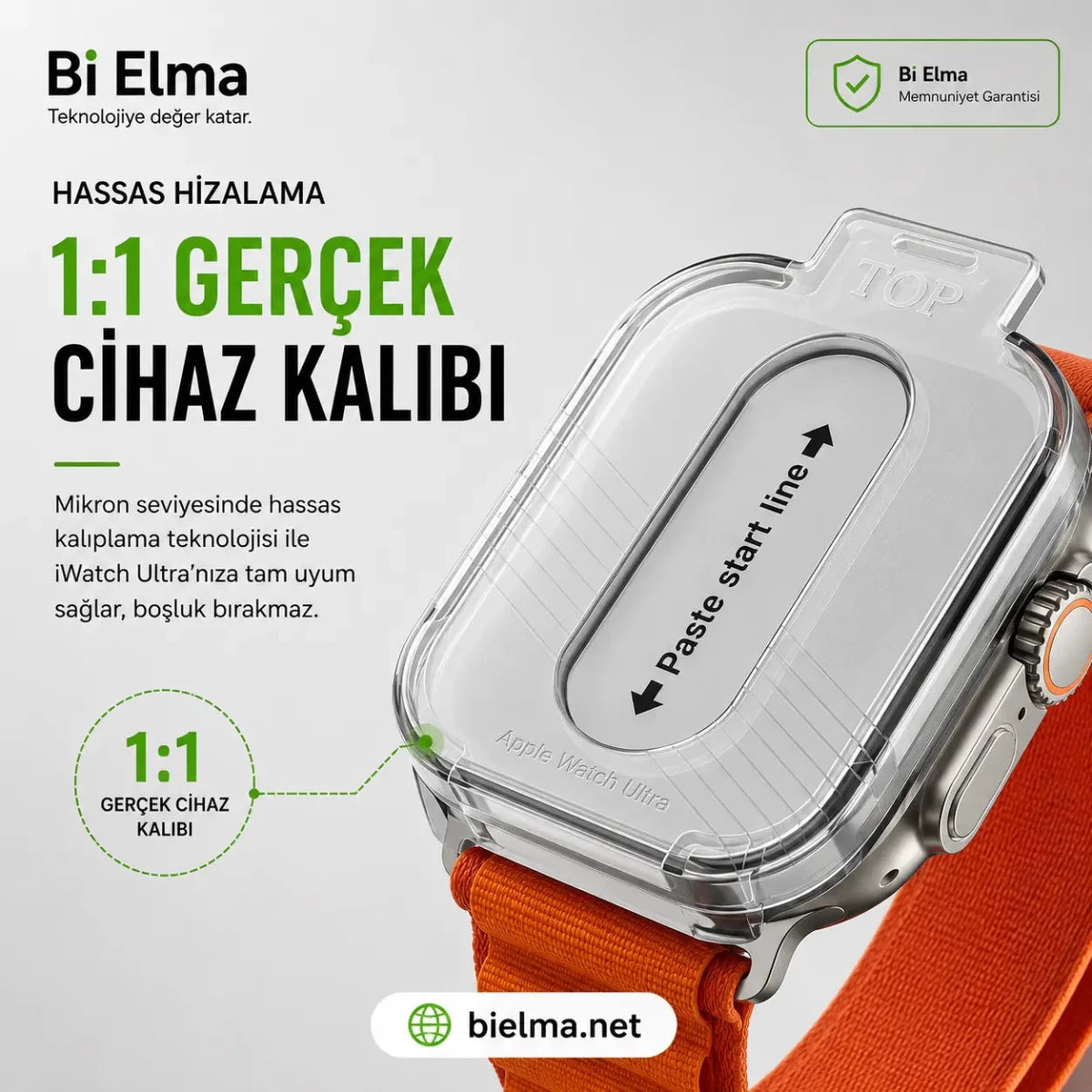 Watch Ultra 49mm Uyumlu Aparatlı Cam Ekran Koruyucu - Bi Elma