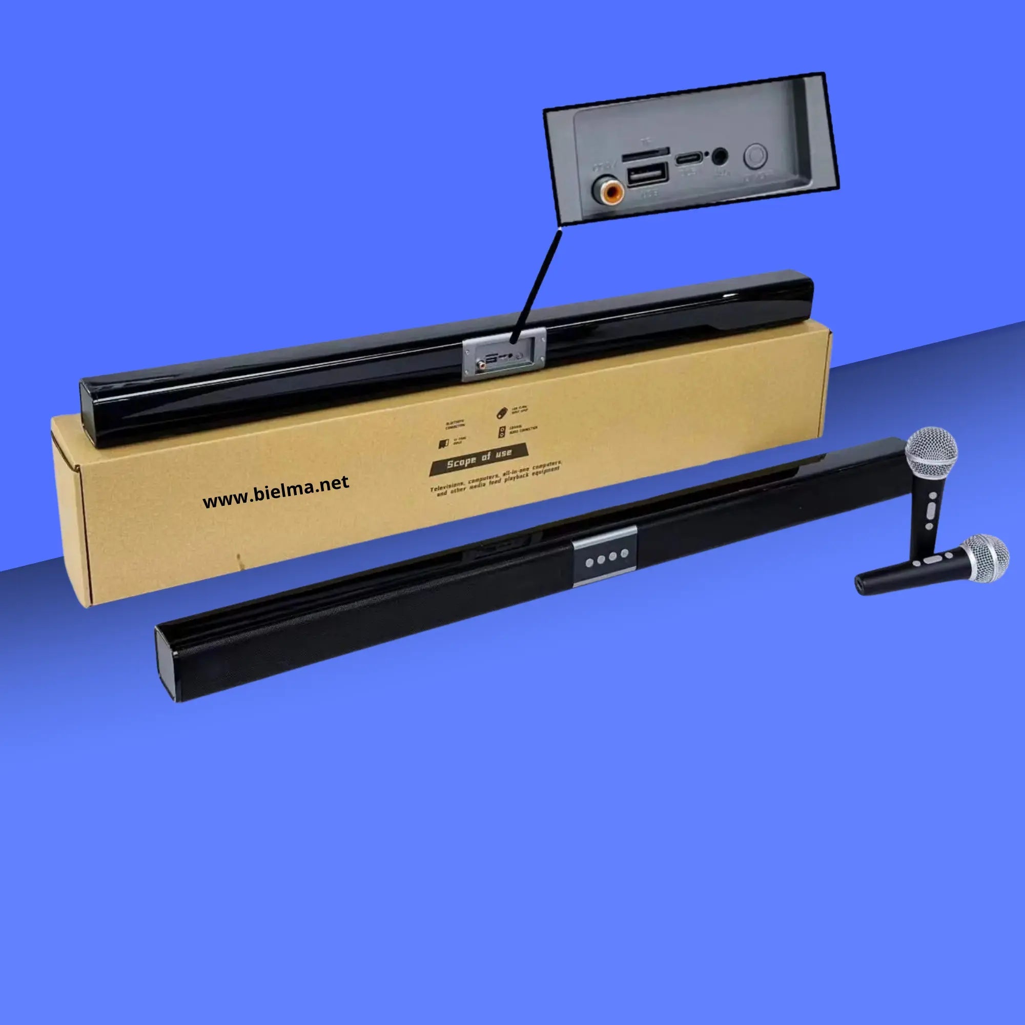 Kablosuz Bluetooth Soundbar Speaker - 2 Adet Mikrofon Hediyeli - Bi Elma