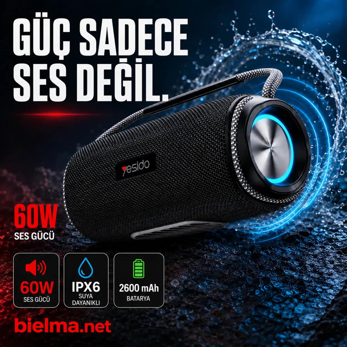 Yesido YSW11 Yeni Seri 60W Kablosuz Bluetooth Hoparlör - Bi Elma