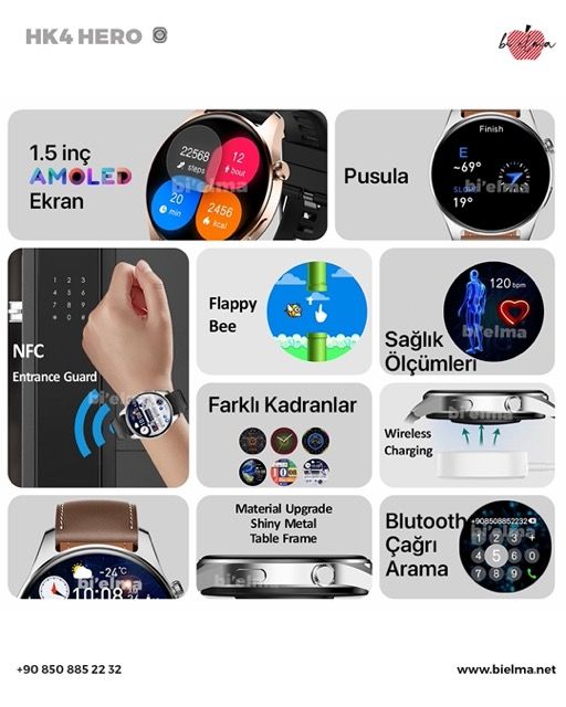 Hk4 Hero Amoled Akıllı Saat - Bi Elma