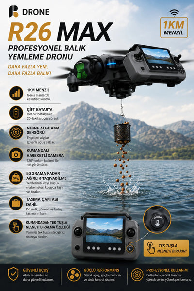 R26 Max Drone – 50g Yük Taşıma, GPS, 360° Engel Algılama, Çift Kamera