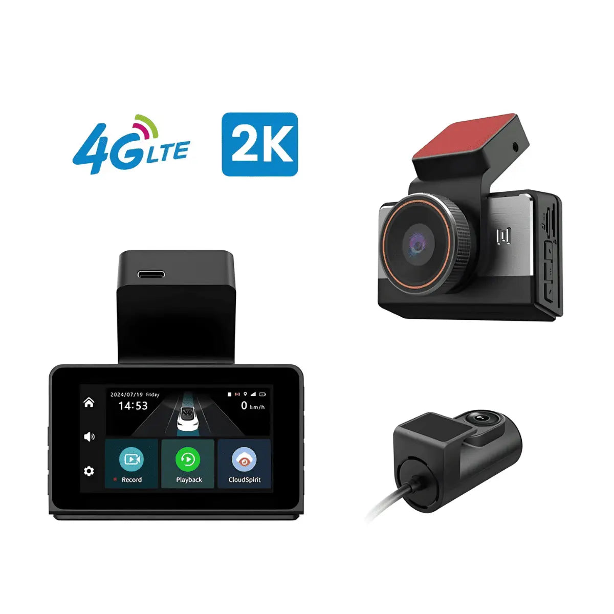 2K QHD GPS’li 4G Wi‑Fi Araç Kamerası – Ön+Arka
