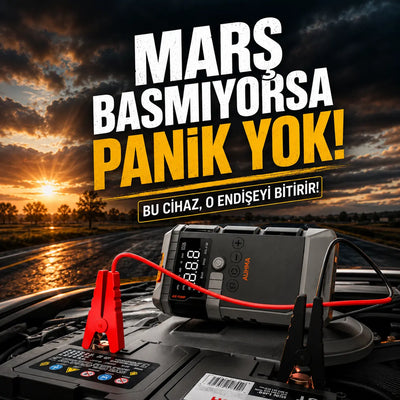 4'ü 1 Arada Premium Taşınabilir Akü Takviye Cihazı & Hava Kompresörü – 12000mAh 1200A, 150PSI, Powerbank, LED