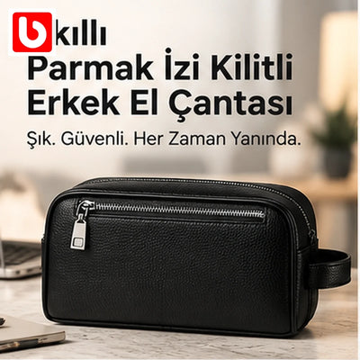 Akıllı parmak izi kilitli erkek el çantası genel görünüm - Bi Elma