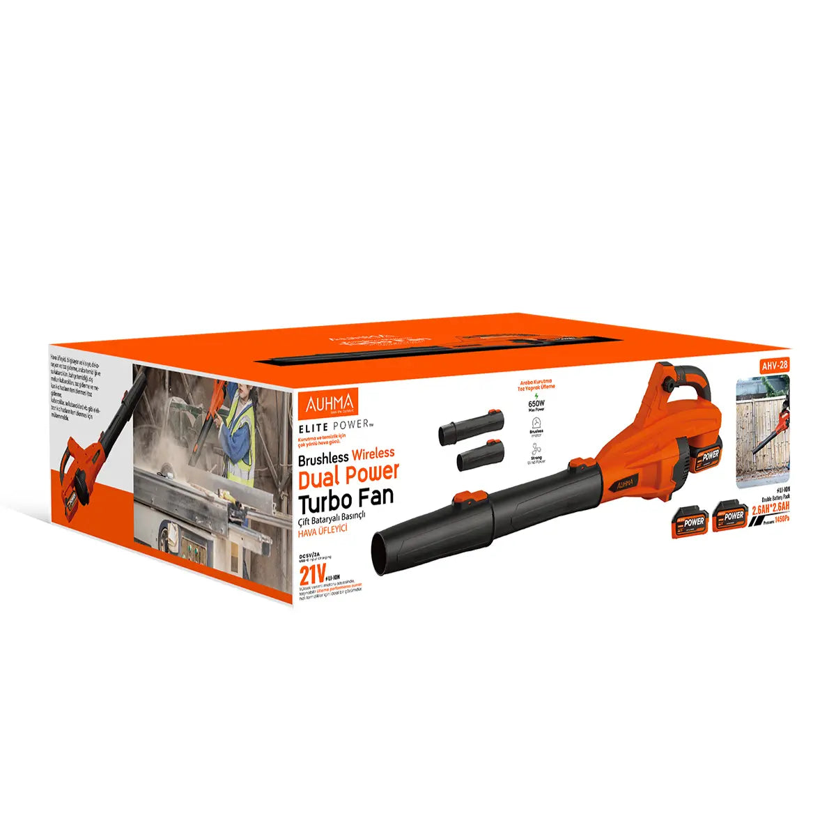 AUHMA AHV-28 Elite Power Çift Bataryalı Kablosuz Basınçlı Hava Üfleyici