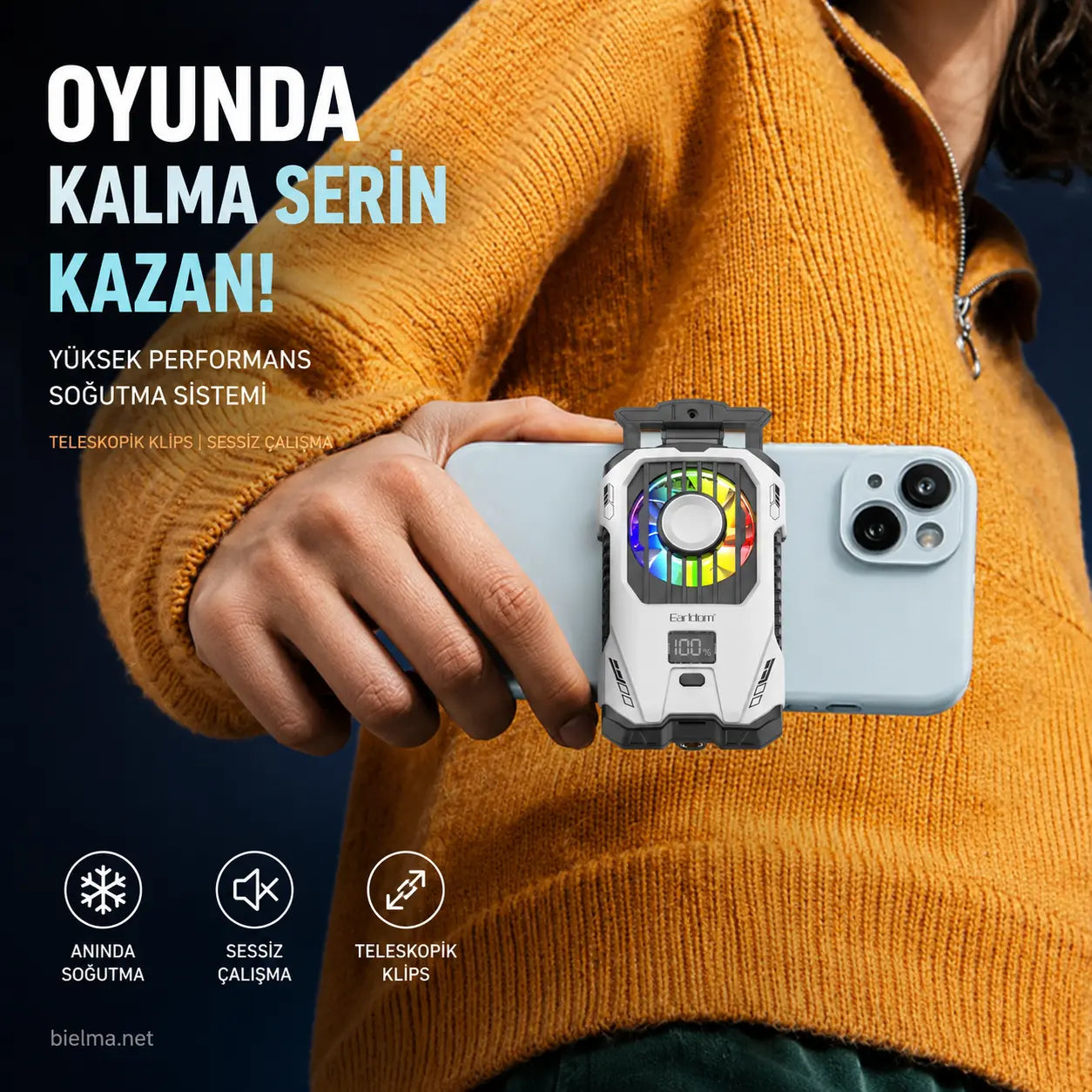 Earldom Powerbankli RGB Telefon Soğutucu 2500 mAh