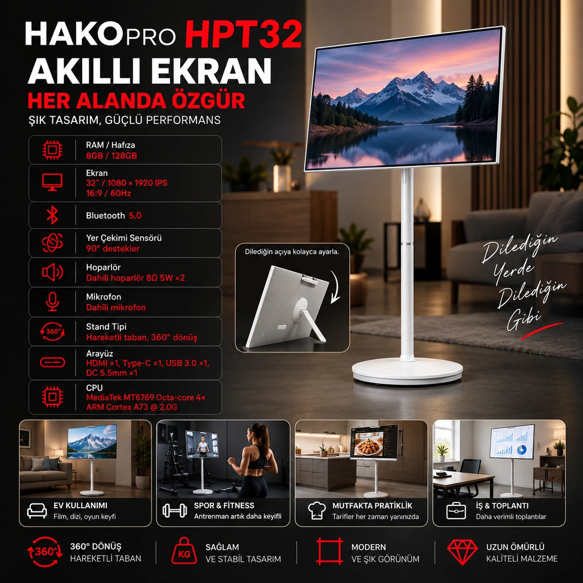 Hako Pro HPT32 32 İnç Akıllı Ekran – 8GB RAM 128GB