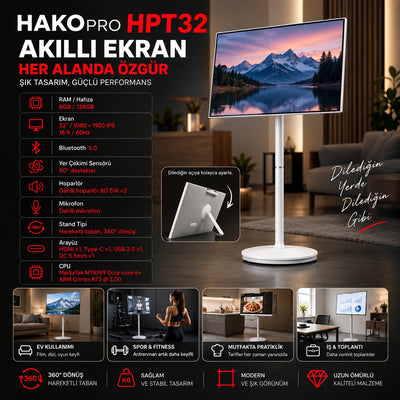 Hako Pro HPT32 32 İnç Akıllı Ekran – 8GB RAM 128GB