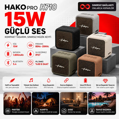 Hako Pro H-710 Taşınabilir Bluetooth Hoparlör
