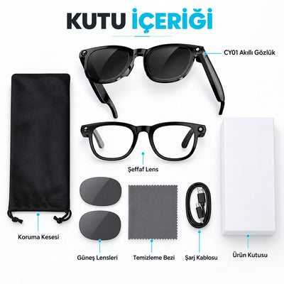 HelloTech CY01 kutu içeriği ve değiştirilebilir lensler