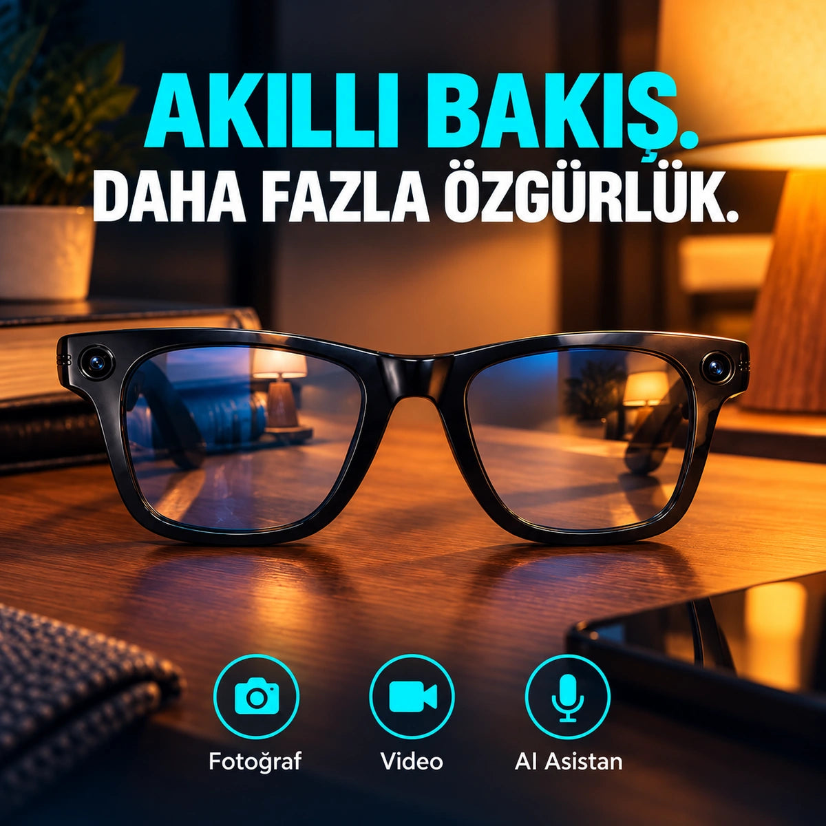 HelloTech CY01 akıllı gözlük fotoğraf video ve AI asistan