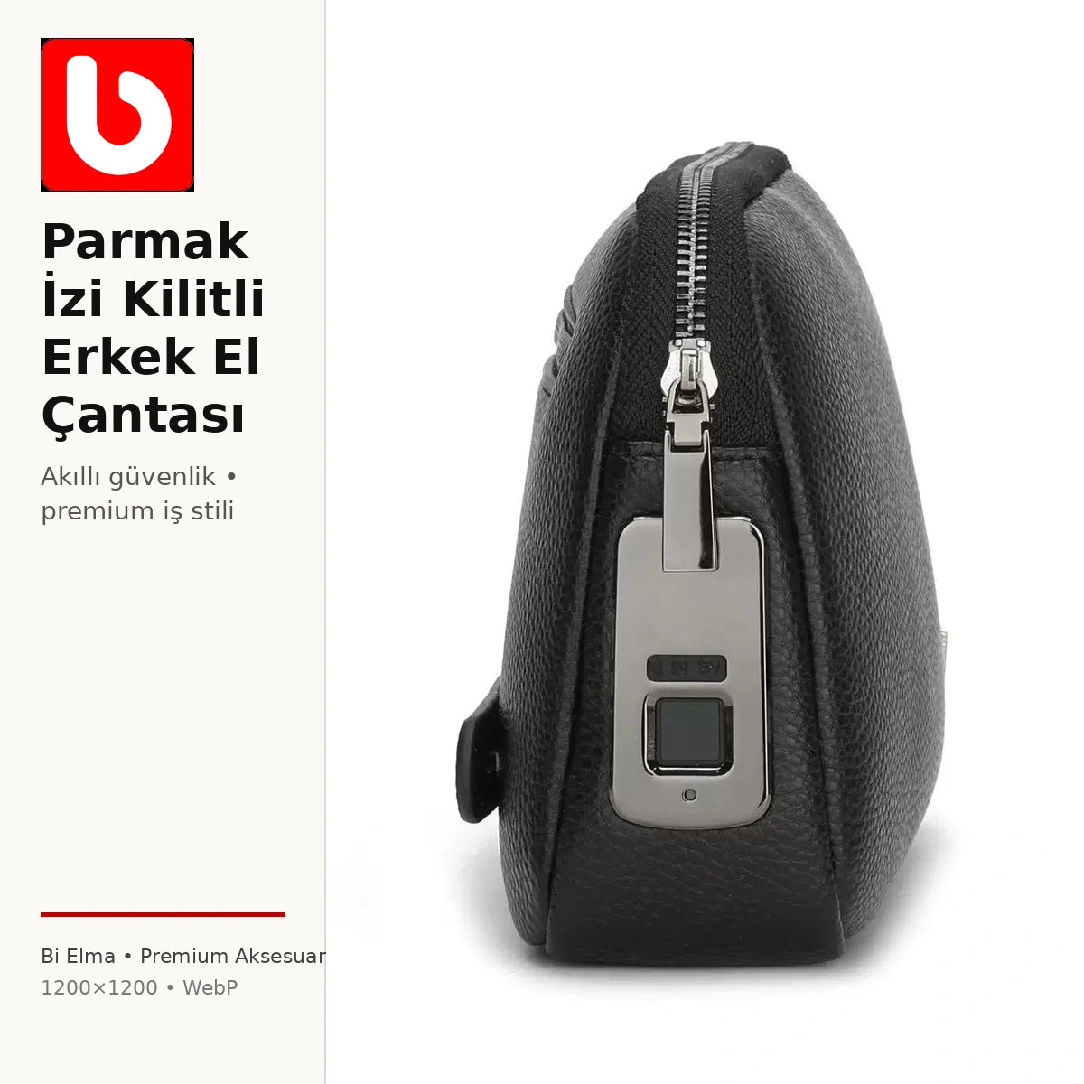 Parmak izi kilitli erkek el çantası genel görünüm - Bi Elma
