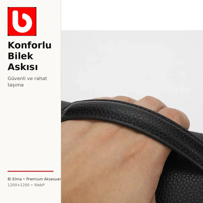 Konforlu bilek askılı akıllı erkek çantası - Bi Elma