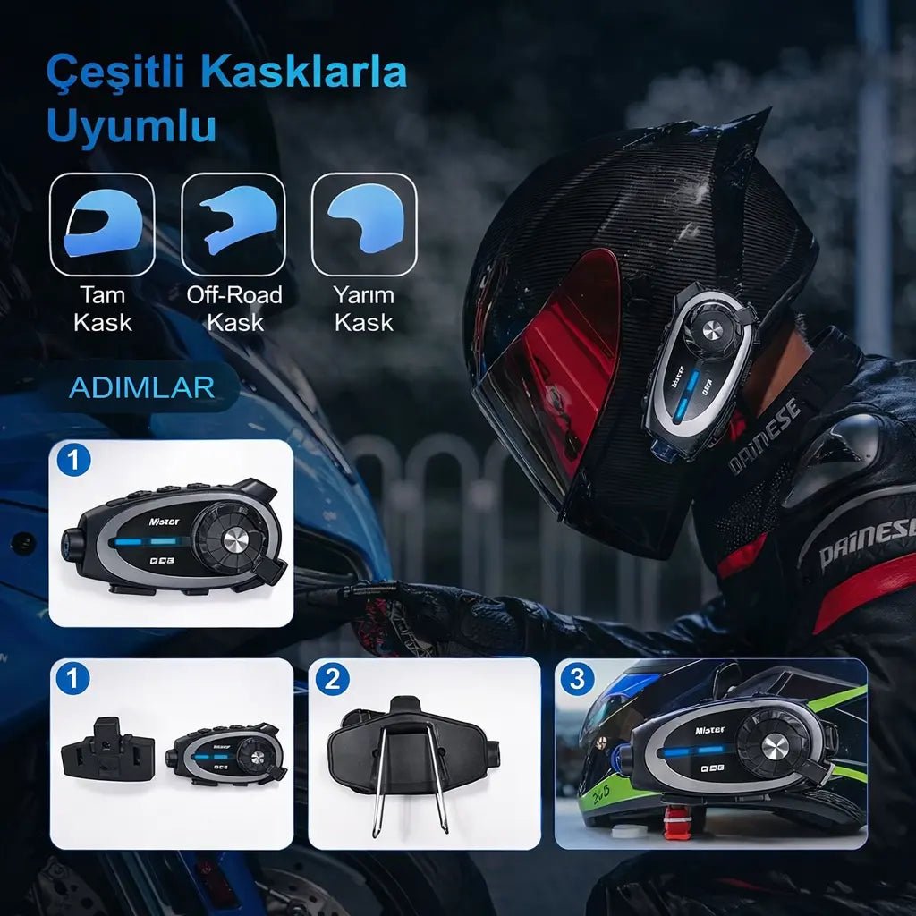 Q29 motosiklet interkom kask montajı