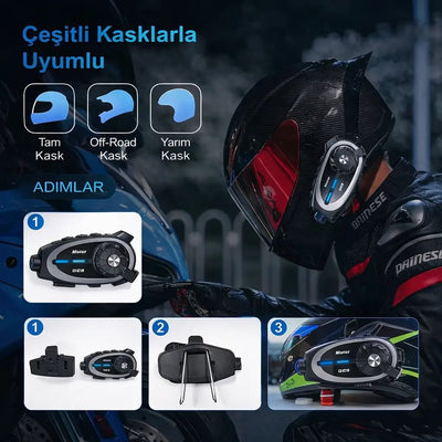 Q29 Kameralı Motosiklet Bluetooth Intercom - Bi Elma