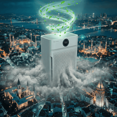 Akıllı Hava Temizleme Cihazı HEPA Karbon Filtre Duman - Hayvan - Polen - Toz - Bi Elma