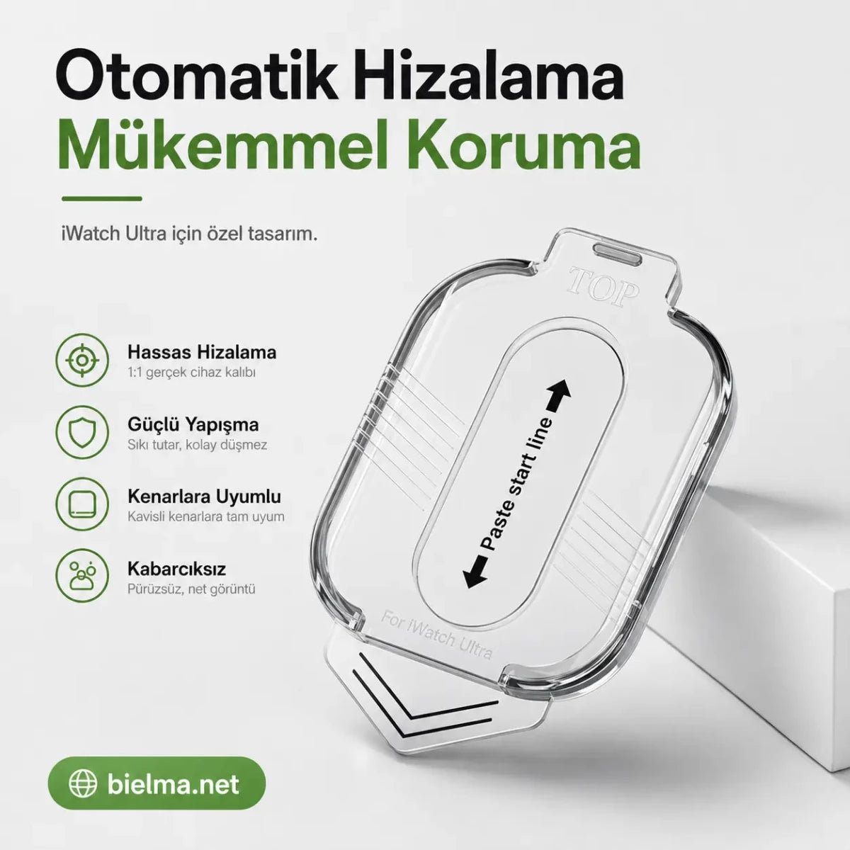Watch Ultra 49mm Uyumlu Aparatlı Cam Ekran Koruyucu - Bi Elma