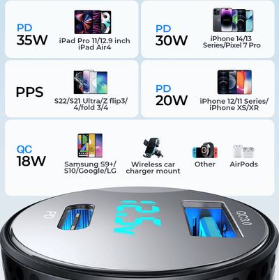 53W Hızlı Araç Şarj Cihazı - Usb - Type - C - Bi Elma