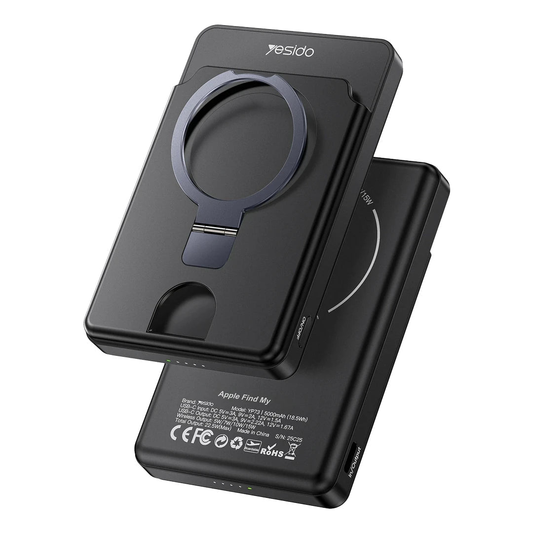 YESIDO Kablosuz Şarjlı Powerbank 5000 mAh - Konum bul - Cüzdan - Standlı - Bi Elma
