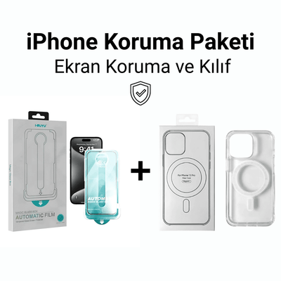 iPhone Magsafe Kılıf ve Ekran Koruyucu 2'li Koruma Paketi - Bi Elma