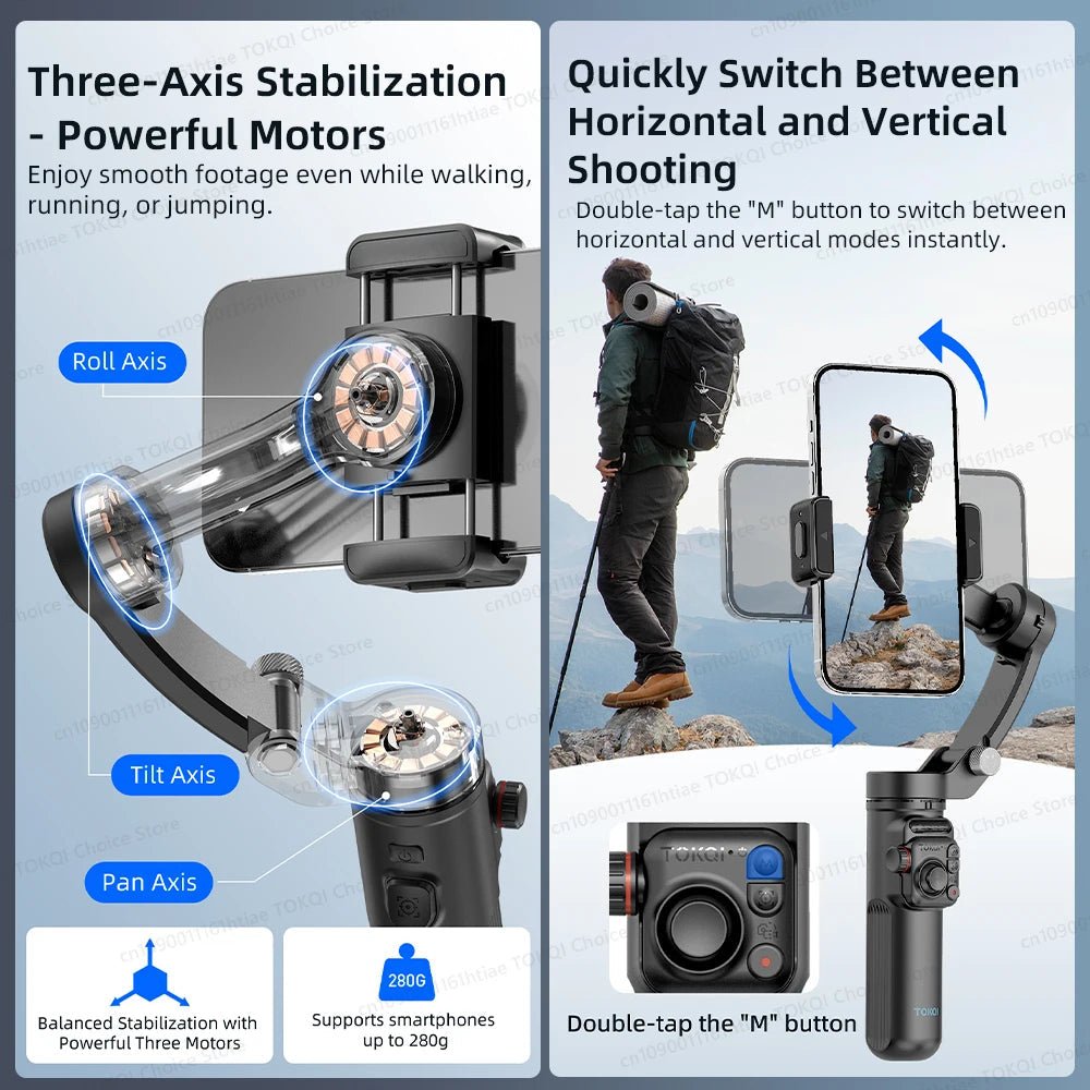 3 Eksenli Pro Akıllı Telefon Gimbal Sabitleyici Tripod - Bi Elma