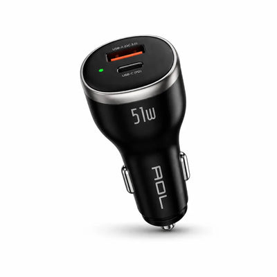 PD 51W Araç İçi Şarj Aleti | 6A Hızlı Şarj, USB - C + USB - A Dual Port - Bi Elma